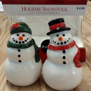 Holiday Snowfolk Salt and Pepper Shakers